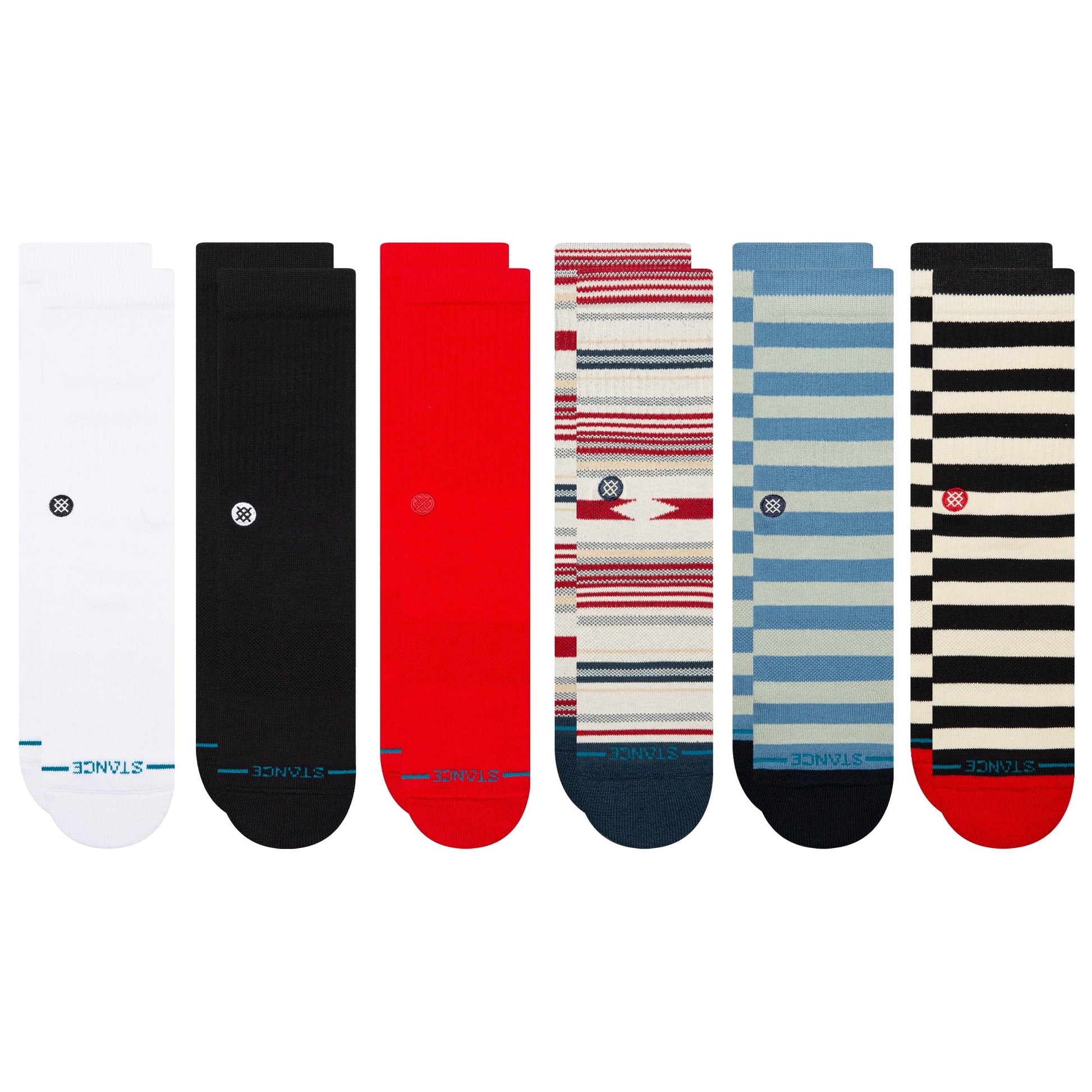 Stance Lifestyle Crew Socken 6Er Pack Blau / Rot / Schwarz / Weiß