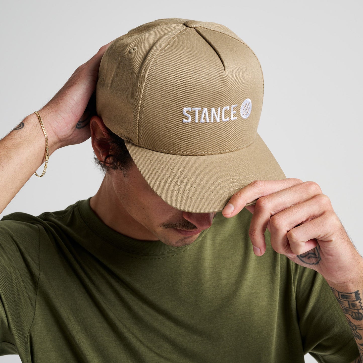 Stance Icon Snapback Hat Khaki |model