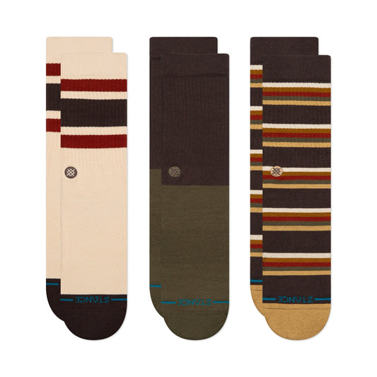 Stance Mill House Crew Socken 3Er Pack Dark Braun 