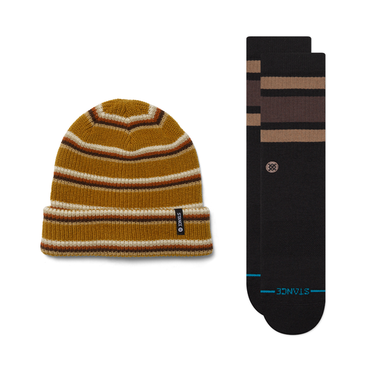 Stance Lifestyle Beanie & Crew Socken Boyd Set Gold/Schwarz