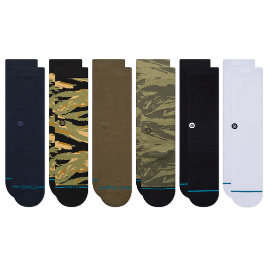 Stance Lifestyle Camo Crew Socken 6Er Pack Marineblau/Grün/Schwarz