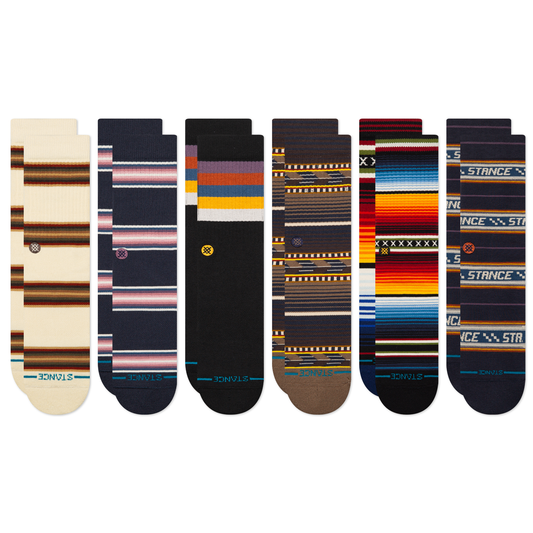 Stance Lifestyle Stripe Crew Socken 6Er Pack Marineblau/Rot/Schwarz