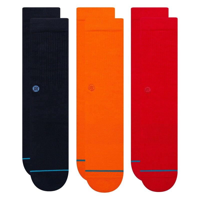 Stance Icon Crew Socken 3Er Pack Dunkel-Marineblau/Orange/Rot