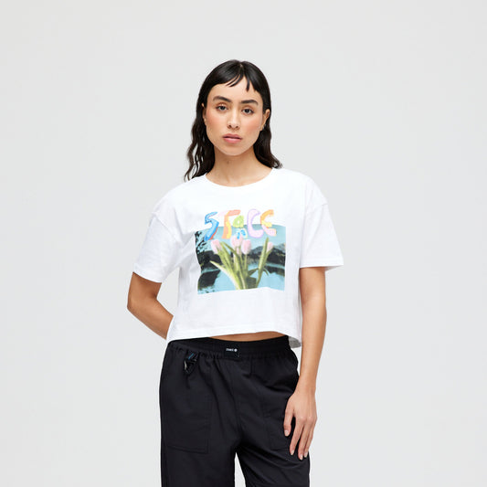 Stance Bring Me Flowers Crop T-Shirt Für Damen Weiss |model