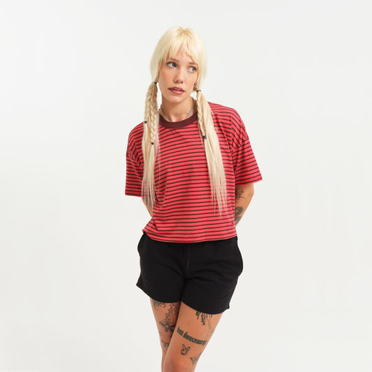 Stance Lay Low Kastiges T-Shirt Fur Damen Red Fade |model